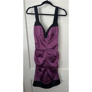 Nicole Miller Collection Purple Satin Cocktail Dress Women's 10